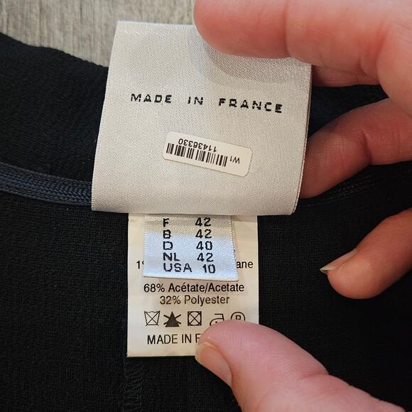 Angelo Tarlazzi Paris Dress Size 10 Collared 3/4 Pleated Sleeves Pockets Shift - Picture 13 of 13